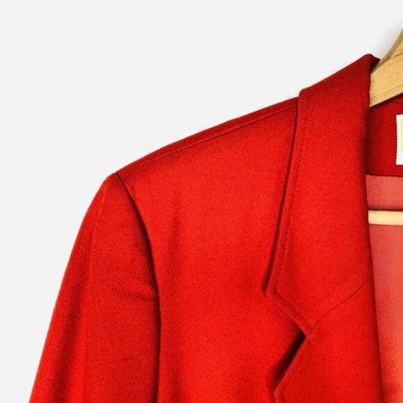 Pendleton 100% Wool Suits Set Blazer Jacket Sz 10 Skirt 12 Red Holiday Christmas - Picture 4 of 15